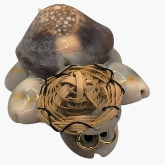 Sea Shell Turtle Figurine Miniature Woven Head Eyeglass Accents - Picture 3 of 9